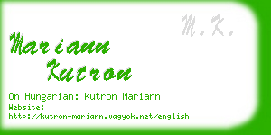 mariann kutron business card